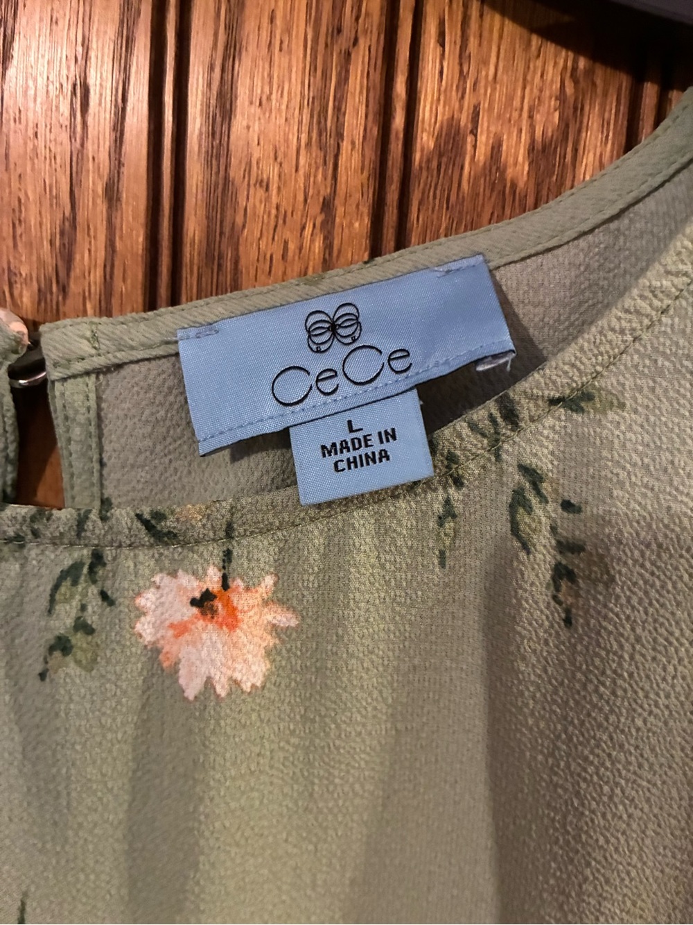 CeCe Sage Green Floral Tie-Sleeve Blouse - Picture 2 of 5